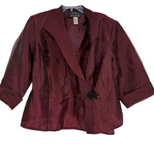 Alex Evenings Womens Jacket Plus 3X Burgundy Metallic Jewel Elegant Luxury Party